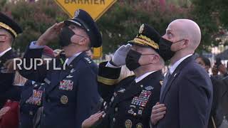USA: USA flag unfurled from Pentagon roof to mark 20 yrs since 9.11