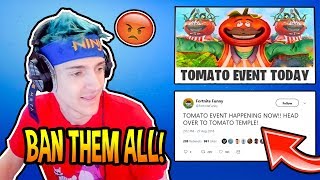 NINJA RAGES & BANS CHAT FOR "FAKE" TOMATO EVENT NEWS! *TRIGGERED* Fortnite EPIC & FUNNY Moments