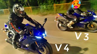 Yamaha R15 V4 & R15 V3 Headlight Visibility Test In Night