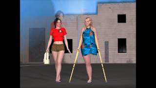 Amputee animation. Fatty Blonde. Beach