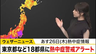 東京都など18都県に熱中症警戒アラート　明日8月26日(木)対象