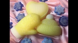 Мыловарение•Варежка, шапочка и сердечко• Новогоднее мыло:)