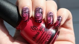 Nail Design Spring Gradient/ Stamping