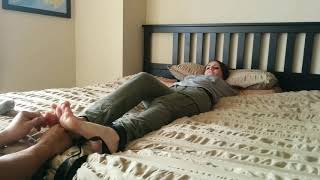 Cute girl tied to bed and tickled