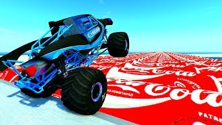 BeamNG Drive - Road Of 500 Coca Cans - Experiment