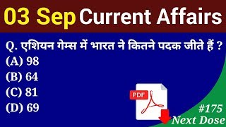 Next Dose #175 | 3 september 2018 Current Affairs | Daily Current Affairs | Current Affairs In Hindi