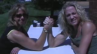 Strong female arm wrestling