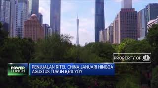 Januari-Agustus Penjualan Ritel China Turun 8,6% YoY