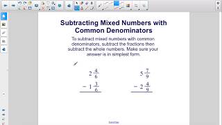 Pre Algebra NandO PT 2 Subtracting Mixed Numbers