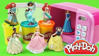 Play Doh Cooking Microwave Oven Playset with Disney Princess Figure Cinderella, Ariel, Snow White