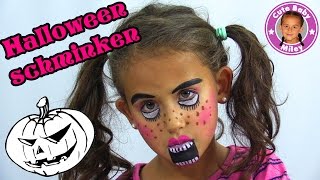 HALLOWEEN KINDER SCHMINKEN Miley wird eine GRUSELPUPPE | CuteBabyMiley