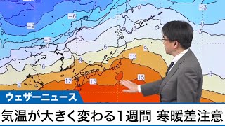 気温が大きく変わる1週間 寒暖差に注意