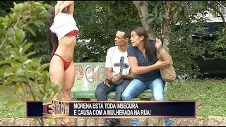 Morena exibe a boa forma para acabar com a insegurança e causa a maior confusão