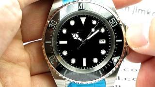 PARNIS PR9 47MM STERILE DIAL DEEP SEA DWELLER SS CERAMIC BEZEL WATCH