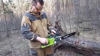 Тест аккумуляторной пилы без тормоза цепи Greenworks G40CS30K2