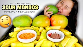 SOUR MANGOS WITH VIETNAMESE CHILI SALT (Muối ớt) + SHRIMP PASTE (Mam Ruoc) MUKBANG 먹방 EATING SHOW!