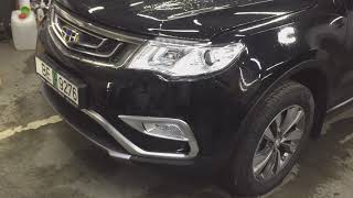Geely Atlas в антигравийную пленку в Беларуси. Защита в полиуретановую пленку.