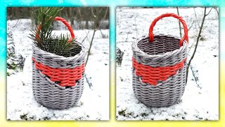 Подвесная корзиночка из газетных трубочек! Мастер класс!