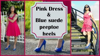 Crossdresser - pink dress and blue high heels | NatCrys