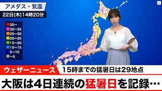 きょう大阪は4日連続の猛暑日を記録…