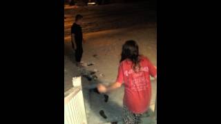 Barefoot snow run