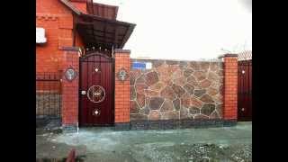Отделка заборов и колонн по технологии Графито