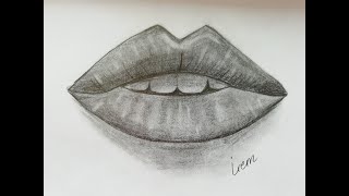 Basit karakalem dudak çizimi... How to draw a lips... Very easy...