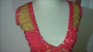 BENCY vestido nude con color salmon canutillo y pedreria
