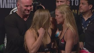 Holly Holm, Ronda Rousey get aggressive before the fight
