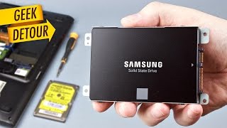 Old Laptop SSD Upgrade: how to install Samsung 850 EVO SSD; unboxing, migration & review; SSD vs HDD