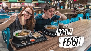 The Best Airport Food EVER!  Delicious Noodles at Singapore Airport (Bali to Athens, Greece)