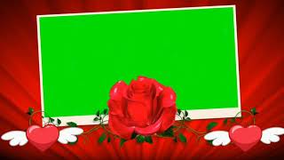 Green screen rose flower glowing with photo frame