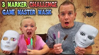 3 Marker Halloween Mask Challenge! Fun DIY Game Master Mask!!