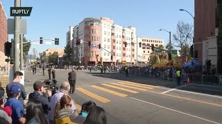 Live in Los Angeles as thousands LA Rams fans attend Super Bowl victory parade