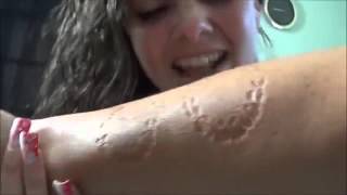 Girl biting hard