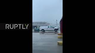 USA: Hurricane Ida blows roof off building in Galliano