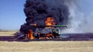 John Deere Combine Fire