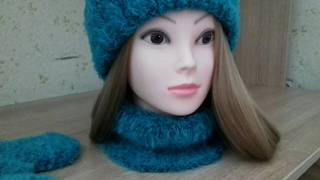 #вязание КОМПЛЕКТ:ШАПКА,СНУД И ВАРЕЖКИ ЗА ОДИН ДЕНЬ!Как вязала.