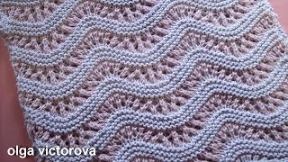 Ажурный волнистый узор 484 Узоры спицами