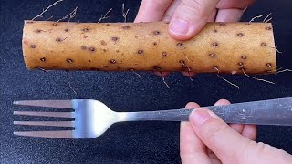 【小穎美食】山藥去皮原來這麼簡單，一個叉子就搞定，簡單快速手不癢