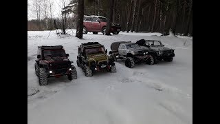 Тест по снегу. HG-P402, Remo Hobby Trial Rigs Truck, RGT EX86100, Traxxas TRX-4