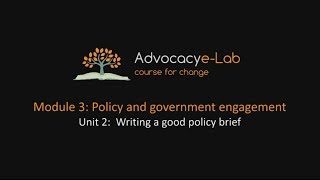 Unit 2: Writing a good policy brief