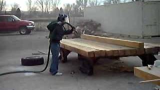 Ralph Leuthold Sandblasting the CTRC Timbers.