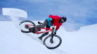 Moutain biking to school in Valais, Switzerland