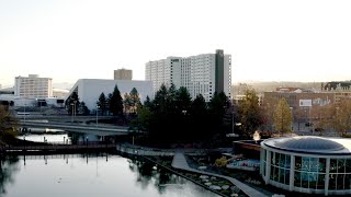 Sunrise on downtown Spokane & Riverfront Park