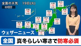 真冬らしい寒さで防寒必須