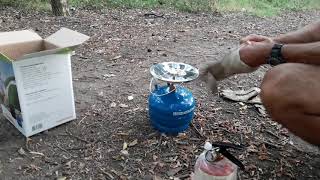 Газовый баллон с горелкой "Кемпинг". Взрывоопасен