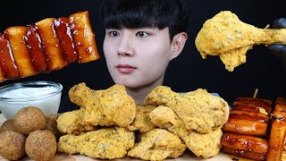 BHC뿌링클닭다리치킨 치즈볼 소떡 리얼사운드 먹방ASMR Korean Sweet Chicken mukbang スイートチキン ไก่หวาน Gà ngọt eating sounds