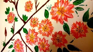 DIY:ДЕКОР КОМНАТЫ.РИСУЕМ ЦВЕТЫ НА СТЕНЕ\ПЕЧКЕ АКРИЛОВЫМИ КРАСКАМИ.DECOR PICTURE ON WALL.