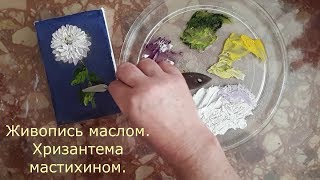 Живопись маслом.Хризантема мастихином.